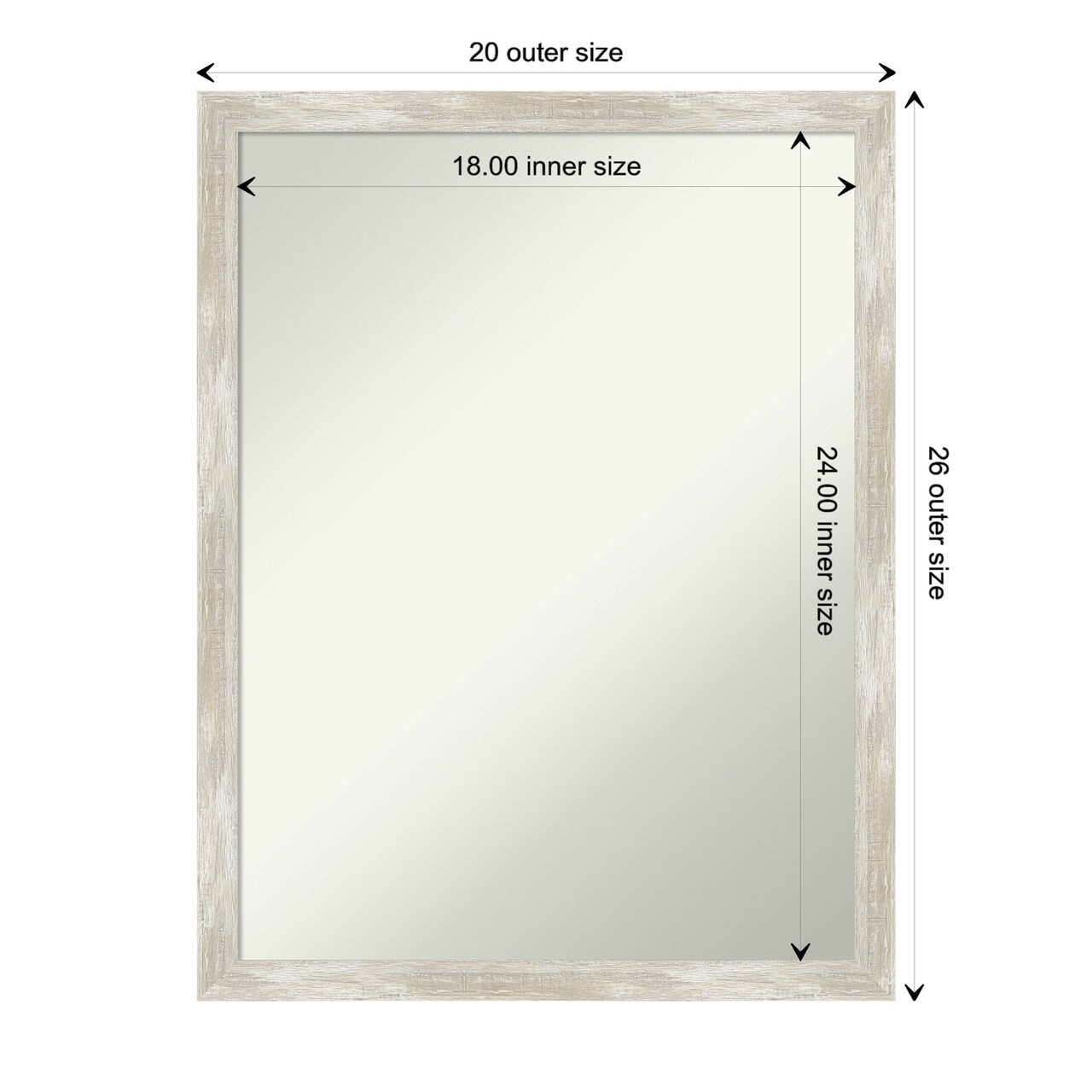 Amanti Art Non-Beveled Wall Mirror, Crackled Metallic Narrow Frame